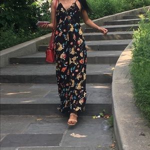 Floral Lace up Maxi Dress
